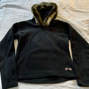 Fleece Hoodie with faux fur trim